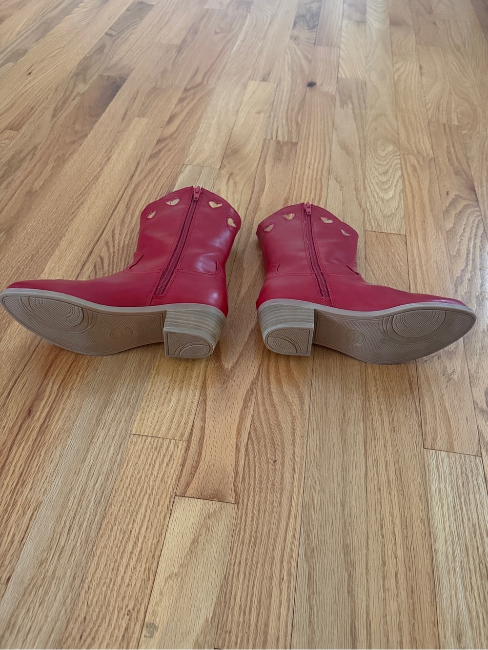Wonder Nation Girls Red Heart Cutout Cowgirl Western Boots, Size 2 - Picture 11 of 11